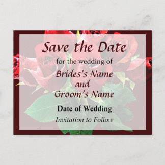 Red Rose Bouquet Save the Date Announcement Postcard