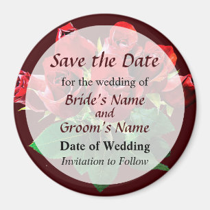 Red Rose Bouquet Save the Date Magnet