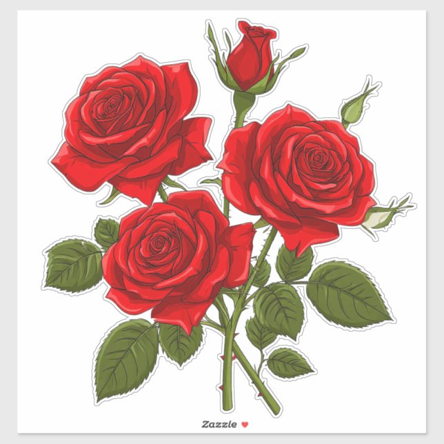 Red Rose Bouquet Sticker (Sheet)