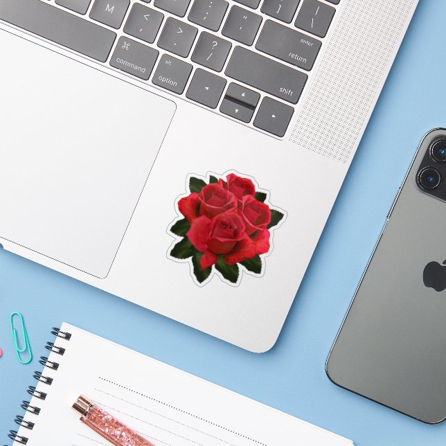 Red Rose Bouquet Sticker (Laptop w/ iPhone)