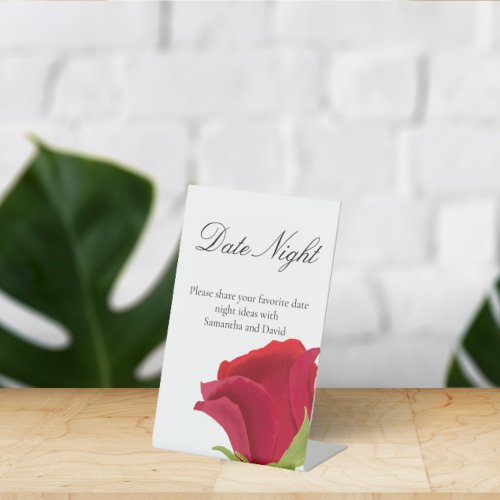 Red Rose Bridal shower Date night Jar Pedestal Sign