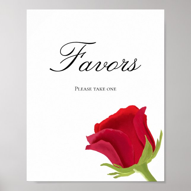Red Rose Bridal shower Favors Poster (Front)