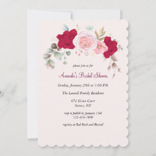 Red Rose Bridal Shower Invitation