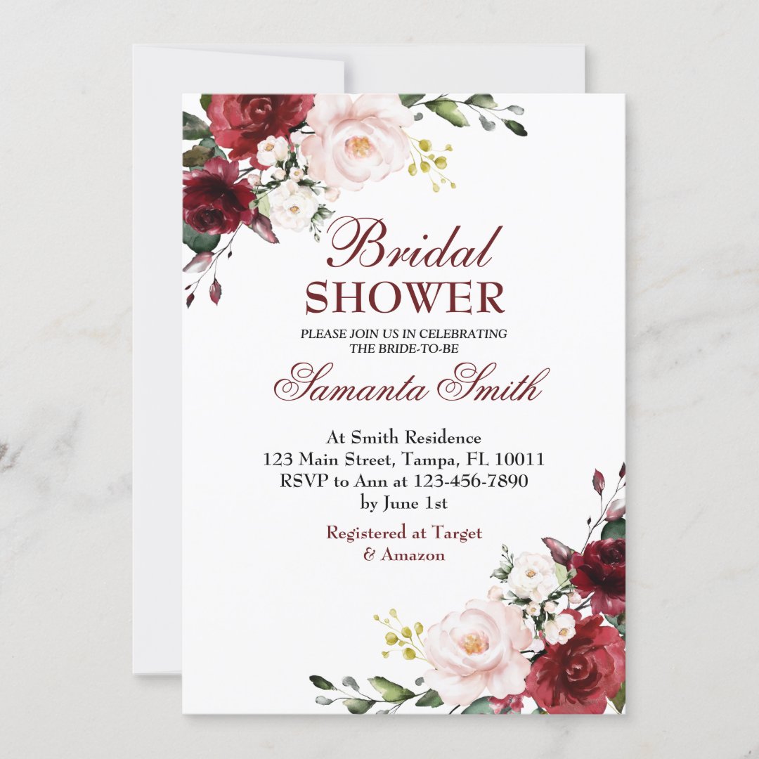 Red Rose Bridal Shower Invitation | Zazzle