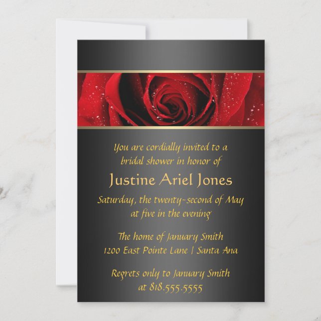 Red Rose Bridal Shower Invitation (Front)