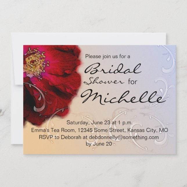 Red Rose Bridal Shower Invitation (Front)