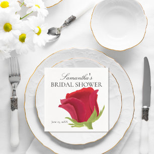 Red Rose Bridal Shower Napkins