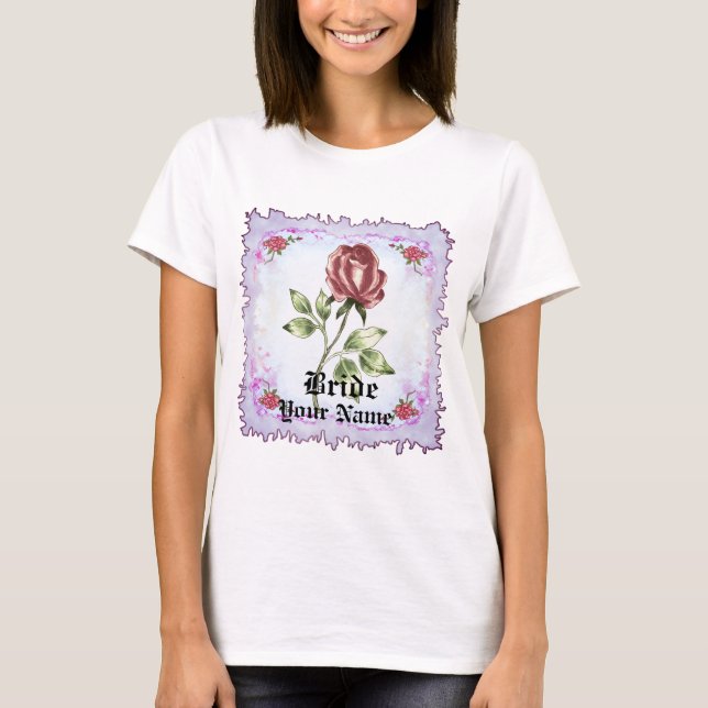 Red Rose bride custom wedding t-shirt (Front)