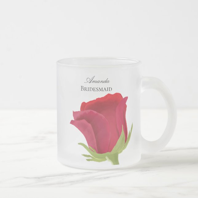 Red Rose Bridesmaid name gift Mug (Right)