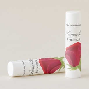 Red rose Bridesmaid Name Lip Balm