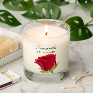 Red rose Bridesmaid Name Scented Candle