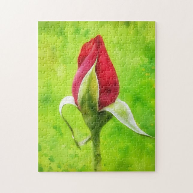 Red Rose Bud Art Puzzle (Vertical)