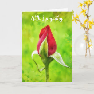 Red Rose Bud Art Sympathy Card
