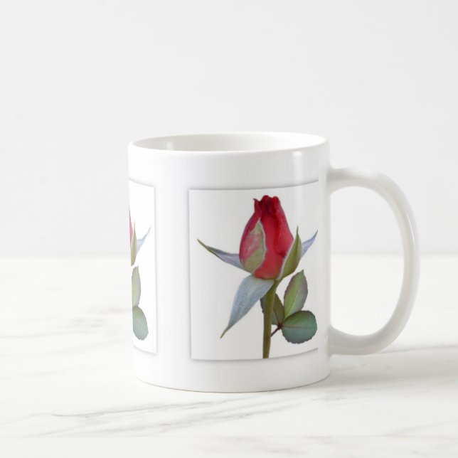 Red Rose Bud Panels Coffee Mug (Right)
