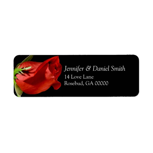 Red Rose Bud Wedding Invitation Return Address Label (Front)