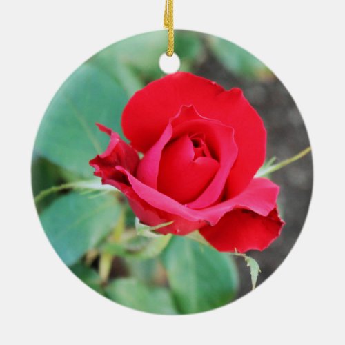 Red Rose Ceramic Ornament