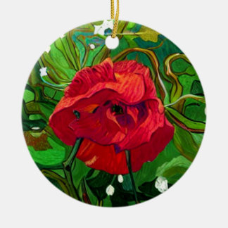 RED ROSE CERAMIC ORNAMENT