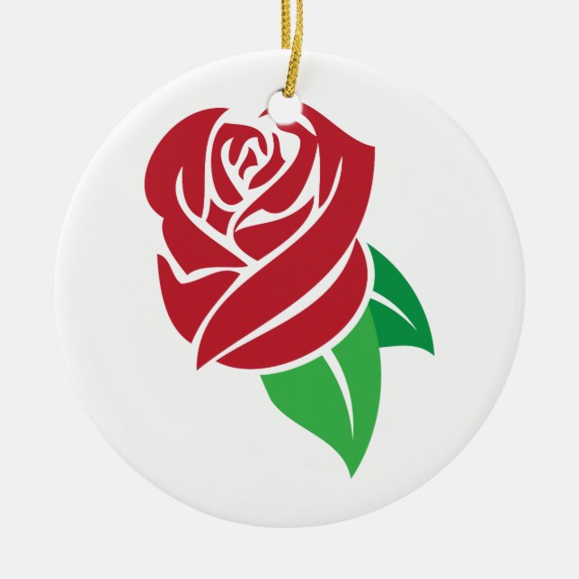 Red Rose Ceramic Ornament (Front)