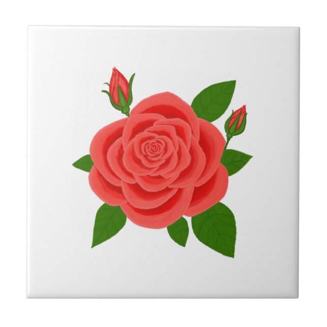 Red Rose Ceramic Tile (Front)