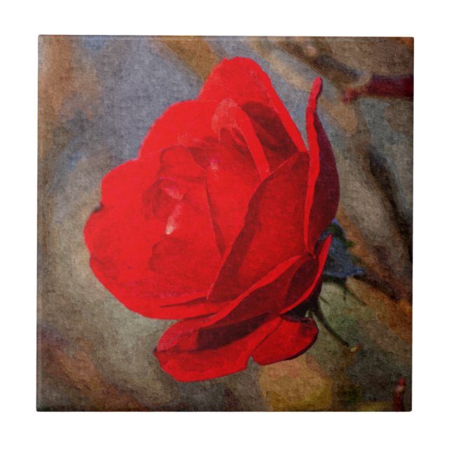 Red Rose Ceramic Tile (Front)
