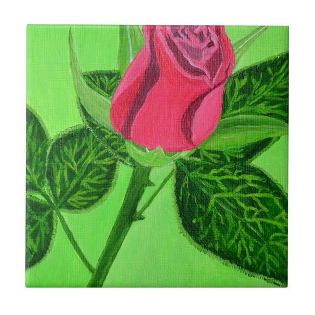 Red Rose Ceramic Tile (Front)