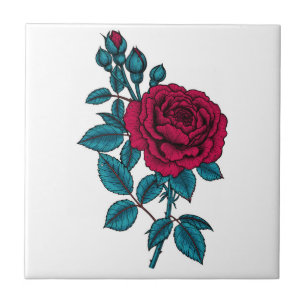 Red rose ceramic tile