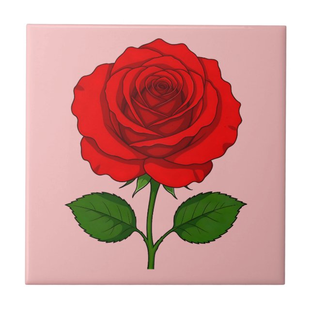 Red Rose Ceramic Tile (Front)