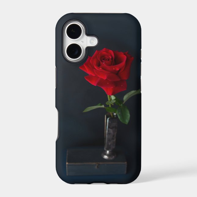 Red Rose Classic Monogram Name Case-Mate iPhone Case (Back)
