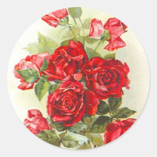 red rose classic round sticker