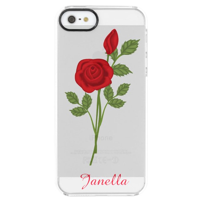 Red Rose Clear iPhone 5 Case (Back)
