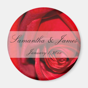Red Rose Close Up Personal Wedding Magnet