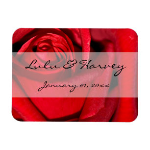Red Rose Close Up Personal Wedding Magnet