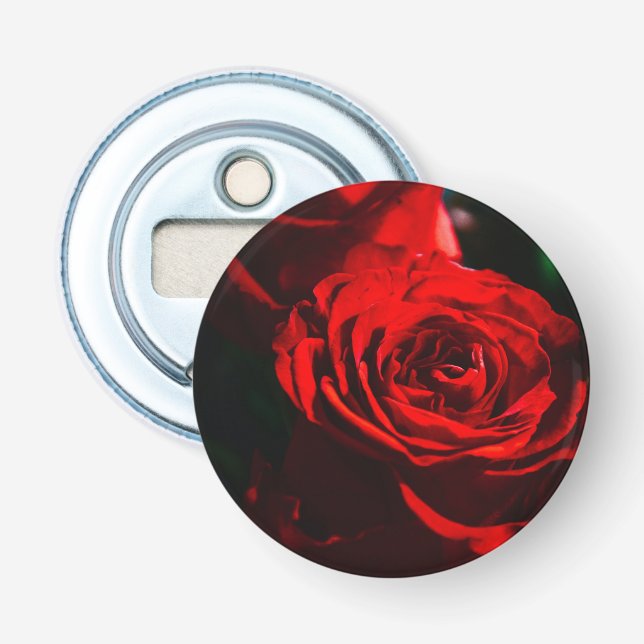 Red Rose Close Up Photo Bottle Opener (Front)