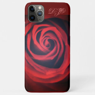 Red Rose Close Up With Monogram iPhone 11 Pro Max Case