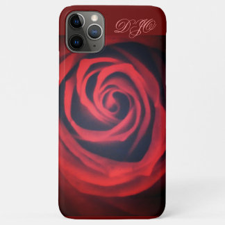 Red Rose Close Up With Monogram iPhone 11 Pro Max Case