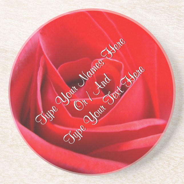 Red Rose Coasters Personalized Rose Decor (Front)