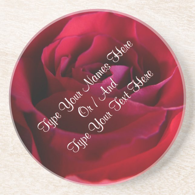 Red Rose Coasters Personalized Rose Decor (Front)