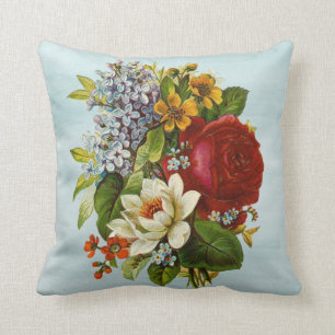 Red Rose Cotton Throw Pillow 16" x 16"