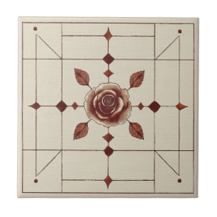Red Rose Craftsman Style Ceramic Tile