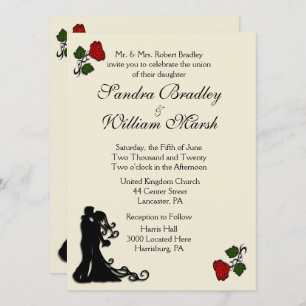 Red Rose Cream Wedding Invitation