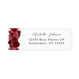 Red Rose & Crystal Floral Return Address Label