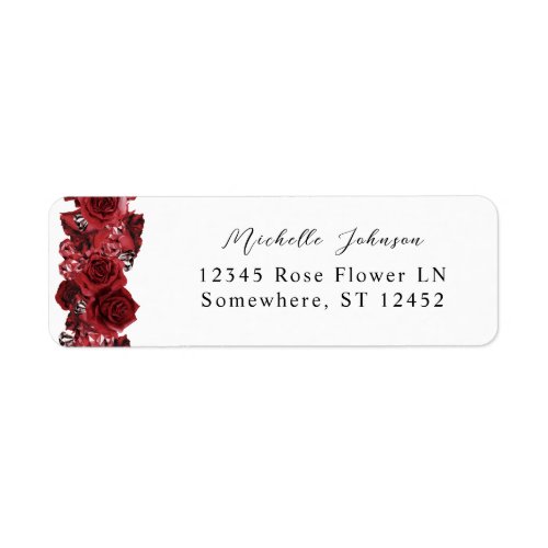 Red Rose  Crystal Floral Return Address Label