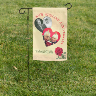 Red Rose custom Anniversary Garden Flag