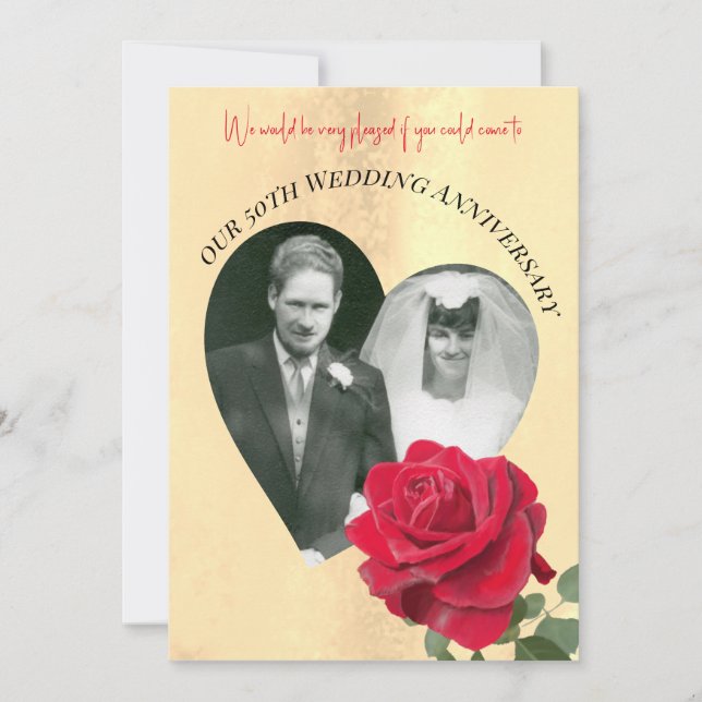 Red Rose custom Anniversary  Invitation (Front)