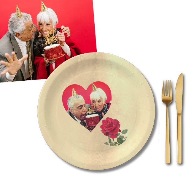 Red Rose custom Anniversary  Paper Plates (Creator Uploaded)