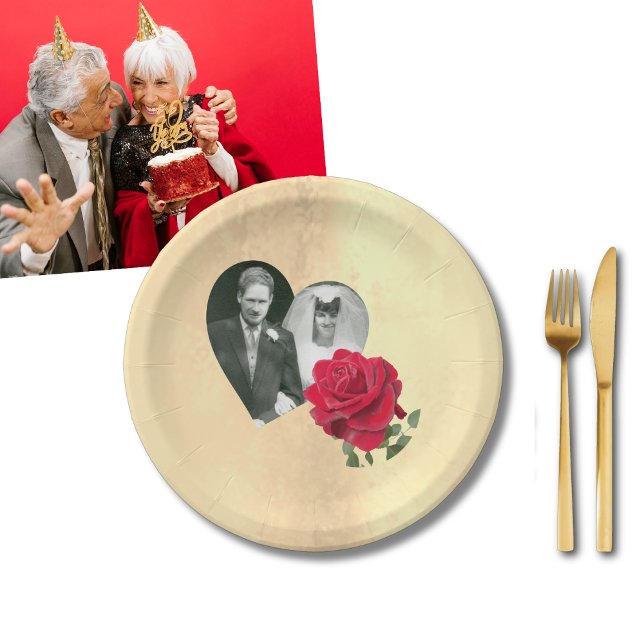 Red Rose custom Anniversary  Paper Plates (Creator Uploaded)