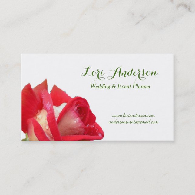 Red Rose Custom Business Card (Front)