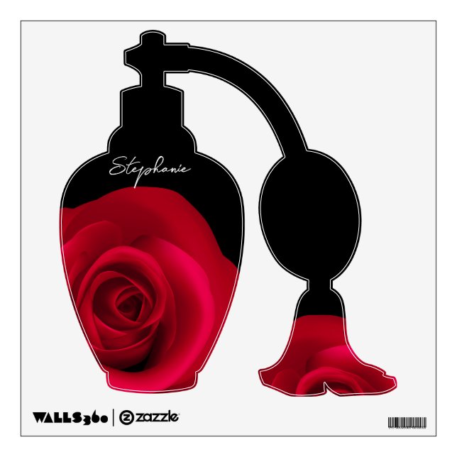 Red Rose | Custom Name Perfume Shape Wall Decal (Front)