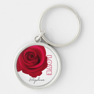 Red Rose Custom Name Valentine's Day Gift Keychain
