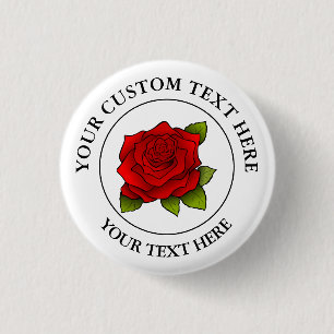 Red Rose Custom Text Icon Logo Button